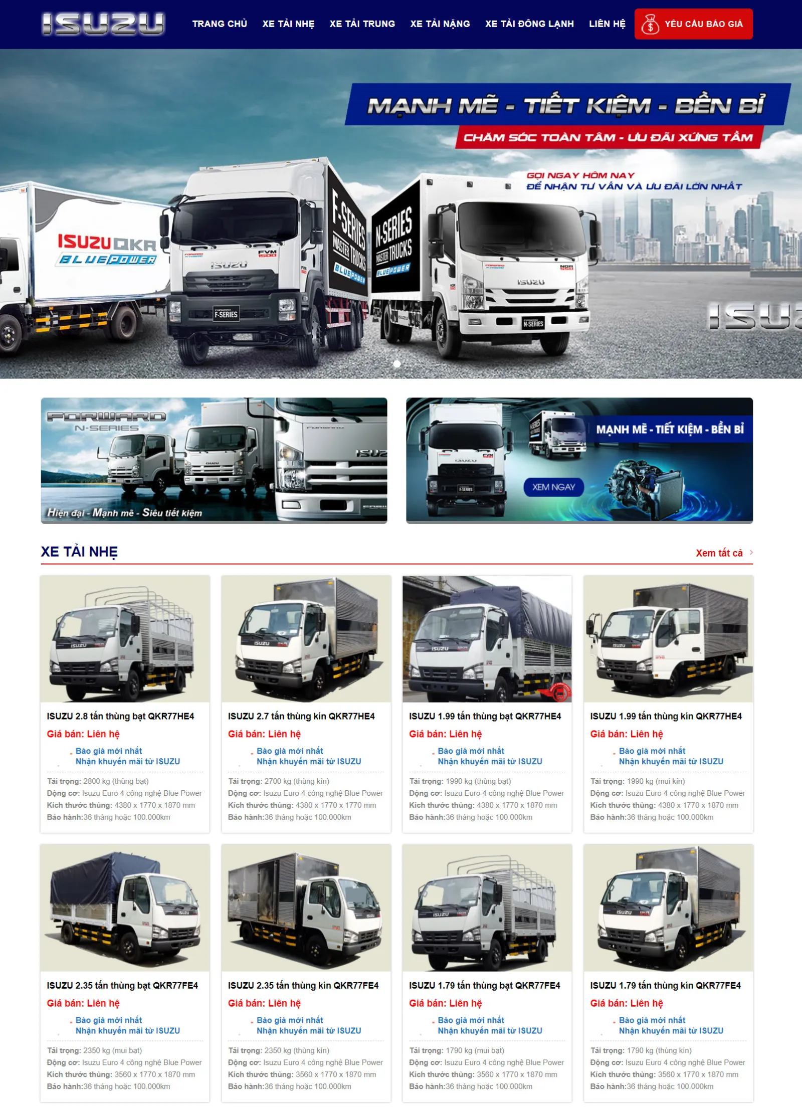 MGiao diện website xe tải