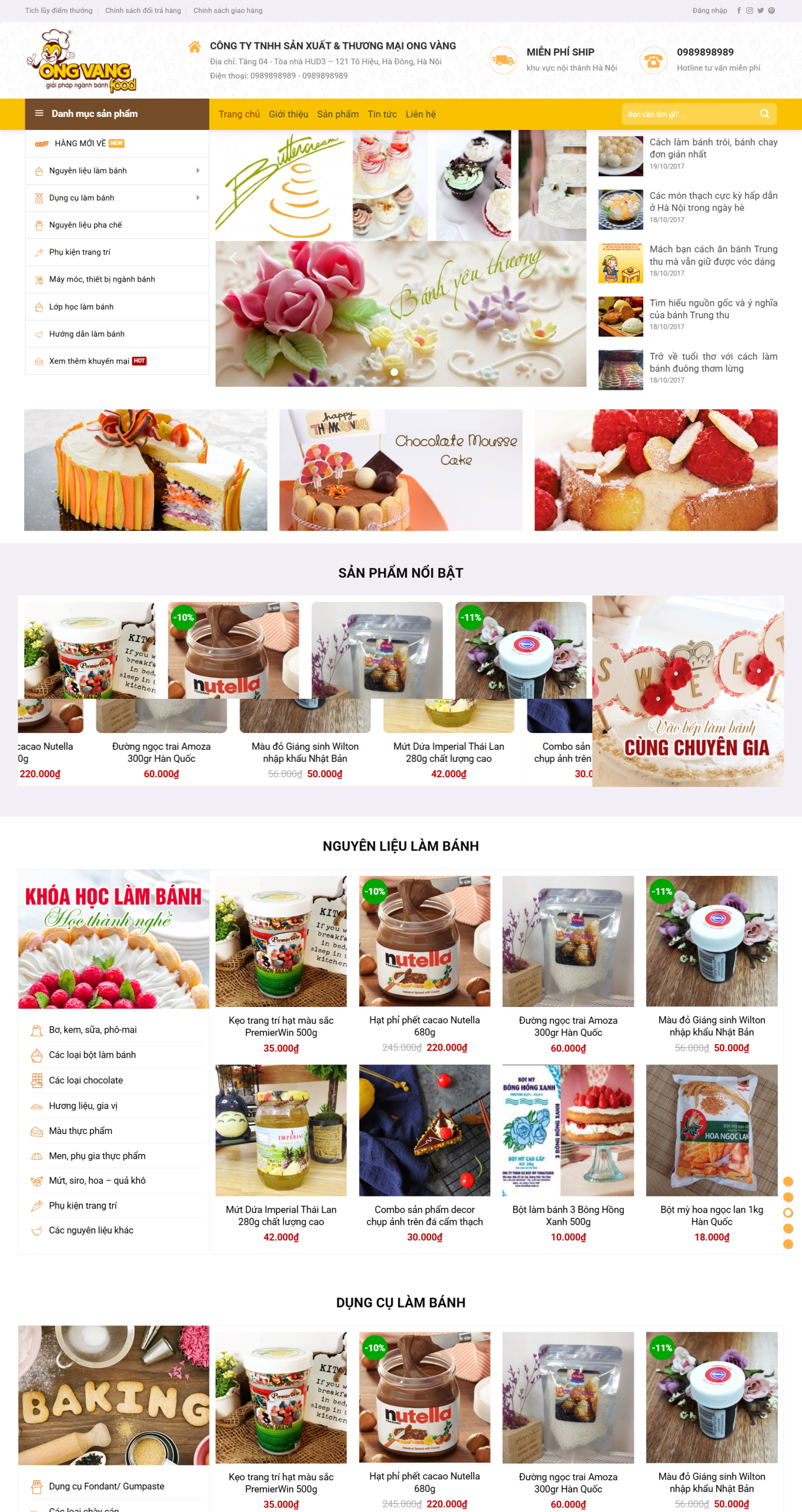 MMẫu website bán bánh ngọt WordPress