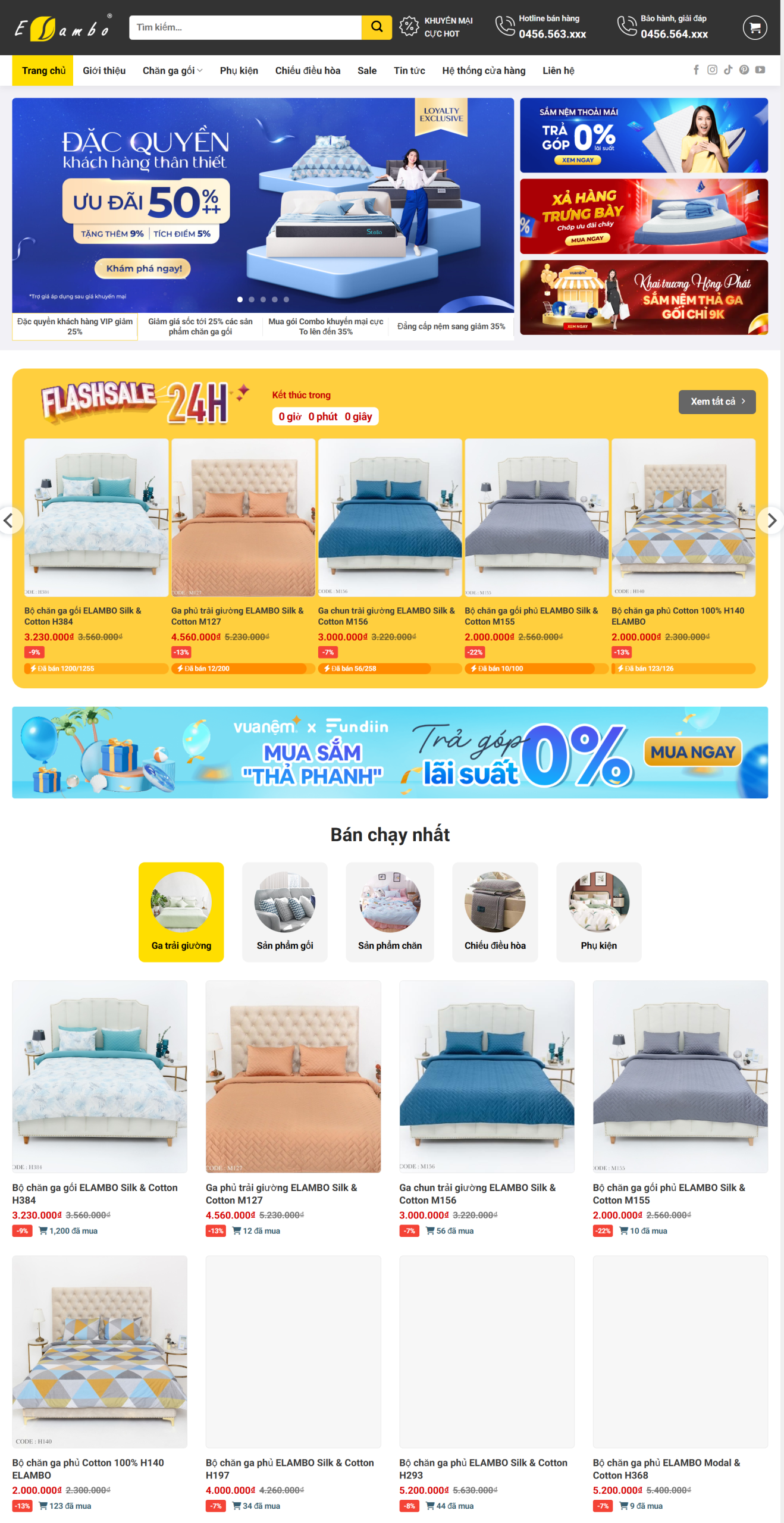 MSource Code Mẫu Website cửa hàng chăn ga gối nệm chuẩn đẹp