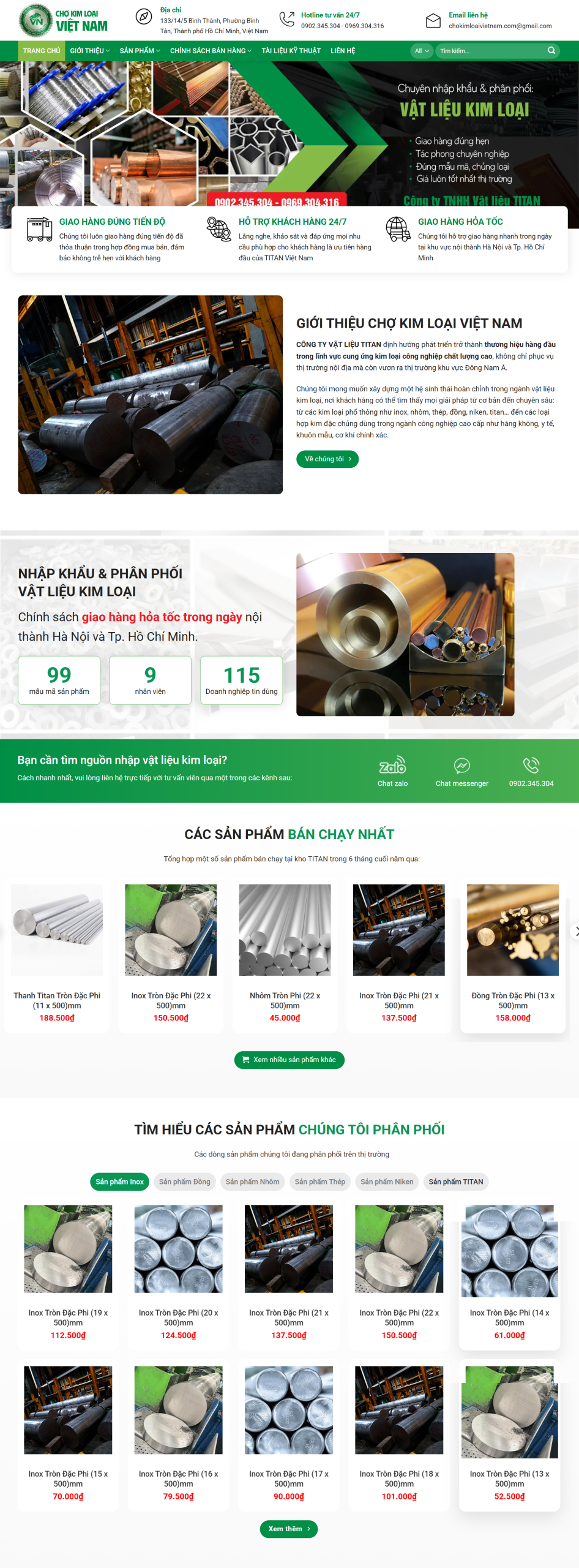 MWebsite Tổng kho Kim loại-NBW