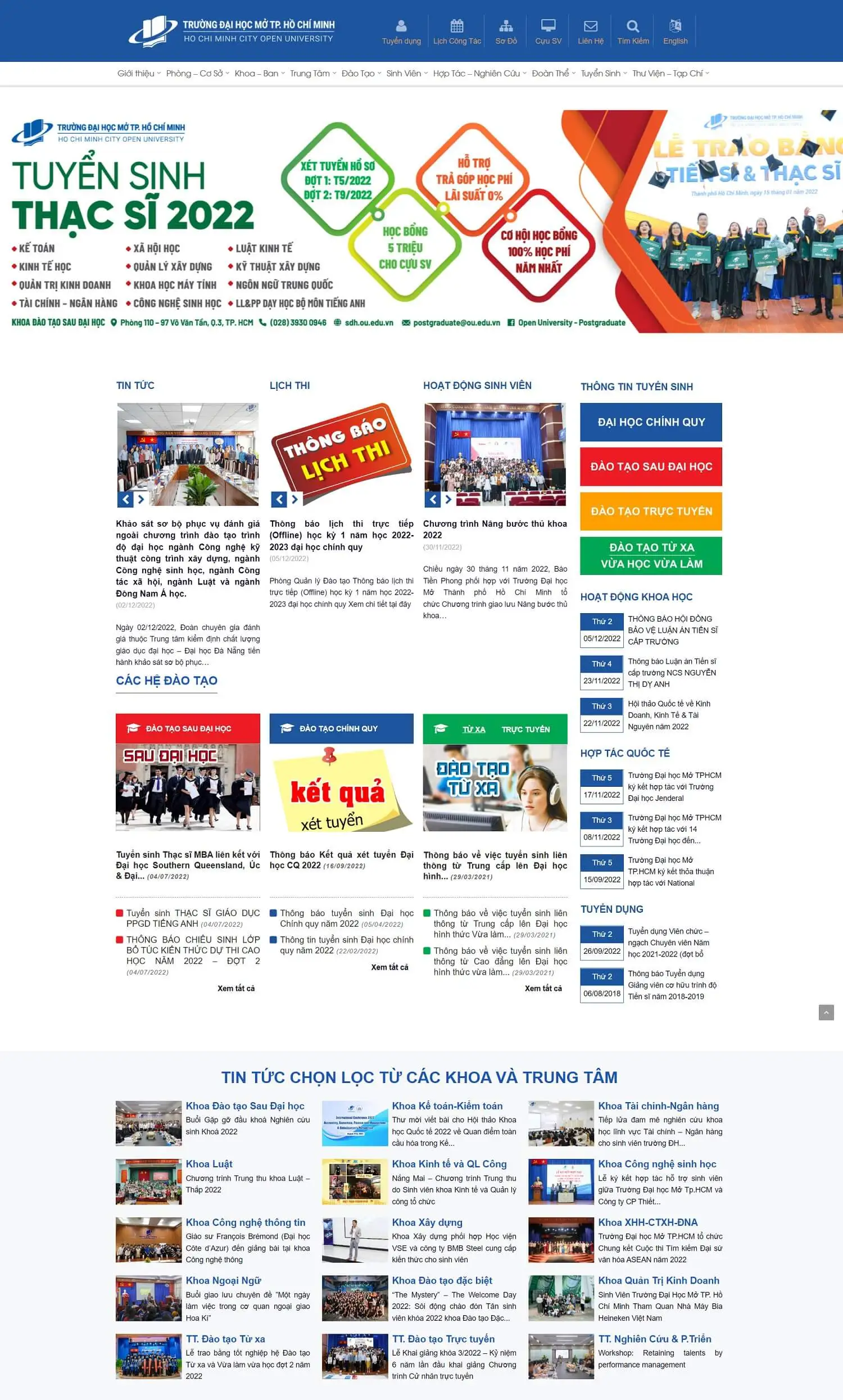 MGiao diện website trường Đại học Mở TP Hồ Chí Minh-TB