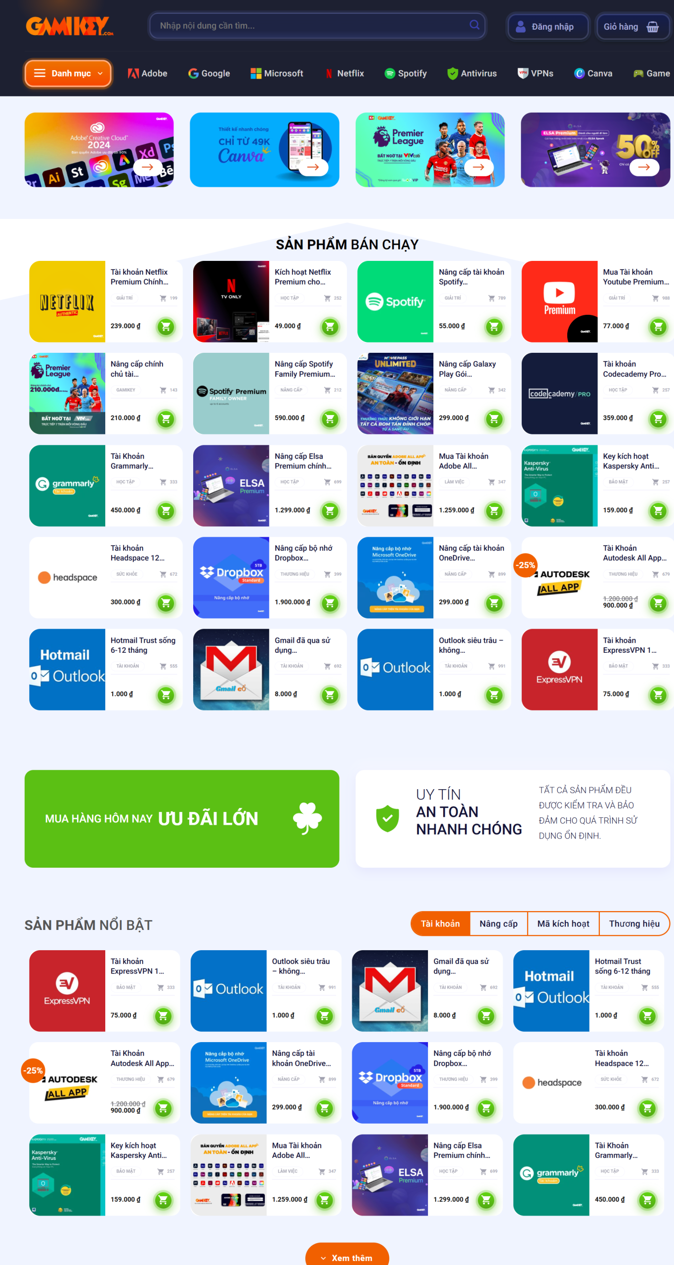 MSource Code Mẫu Website bán sản phẩm số MMO Key phần mềm chuẩn đẹp
