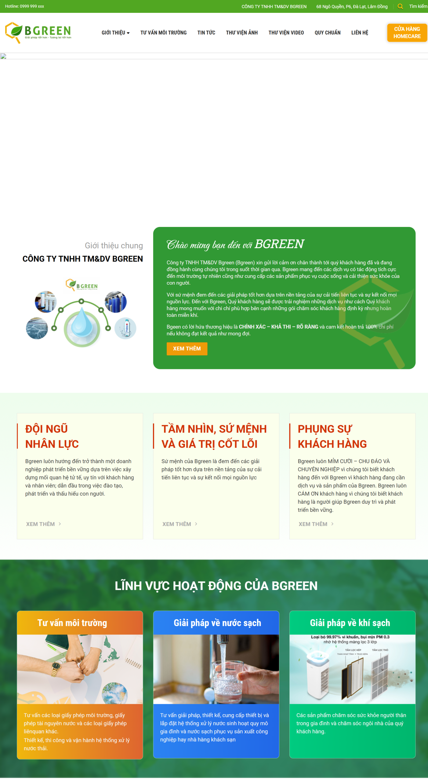 MSource Code Mẫu Website giới thiệu công ty giải pháp môi trường chuẩn đẹp