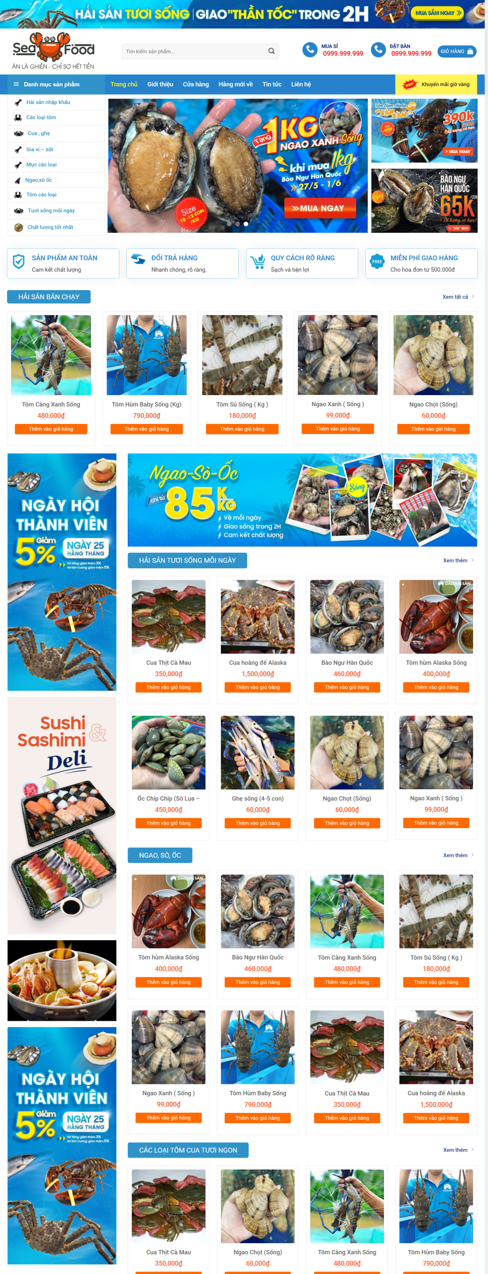 MSource Code Theme WordPress cửa hàng bán Hải Sản