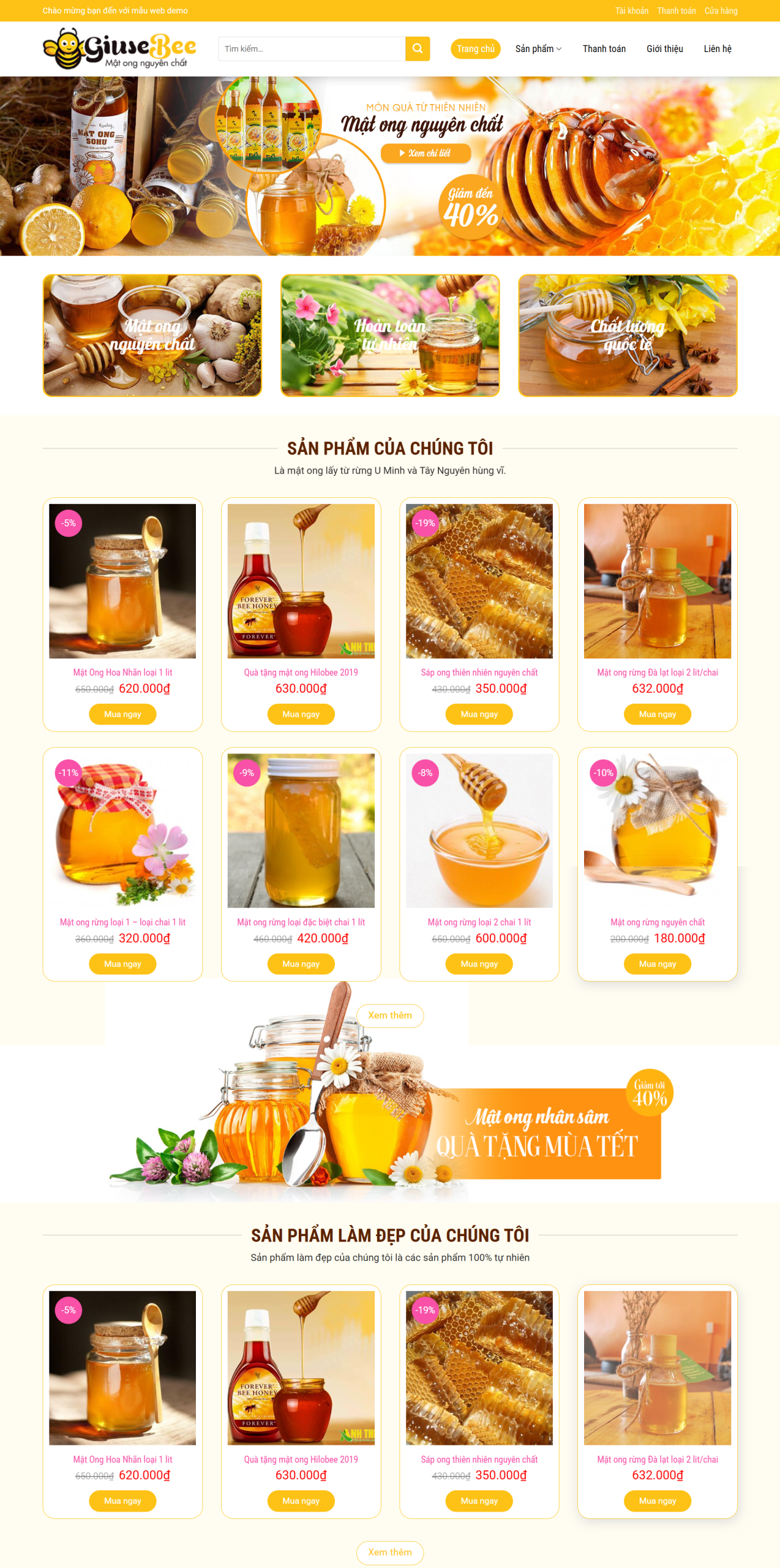 MMẫu website bán mật ong 2 wordpress