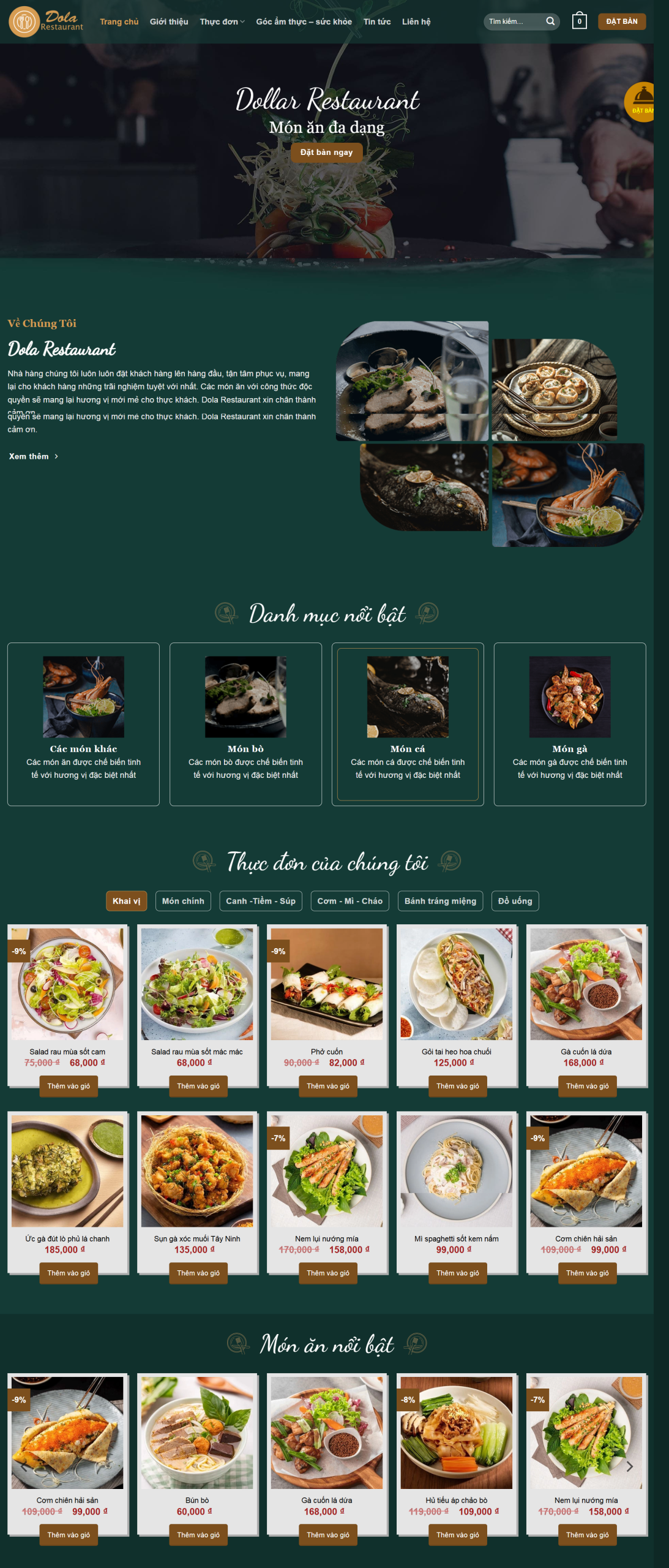 MSource Code Mẫu Website Nhà Hàng Dola Restaurant chuẩn đẹp