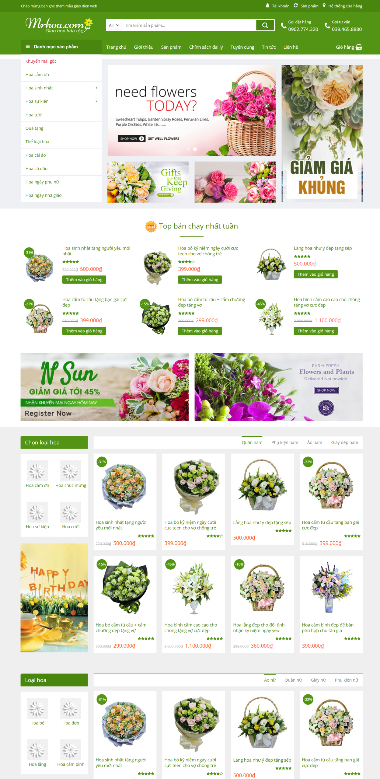 MMẫu website bán hoa tươi wordpress