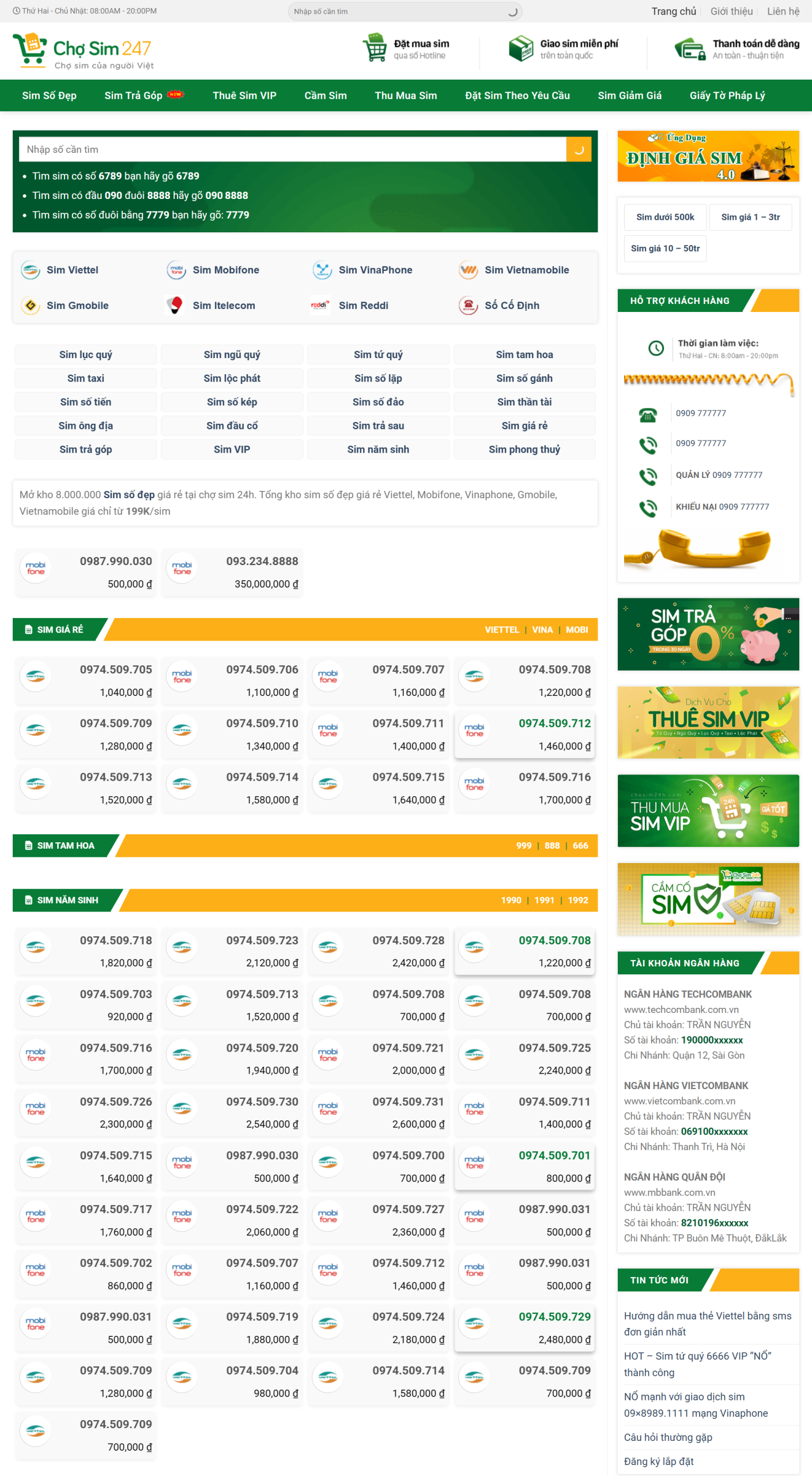 MSource Code Mẫu Website bán sim số chuẩn đẹp