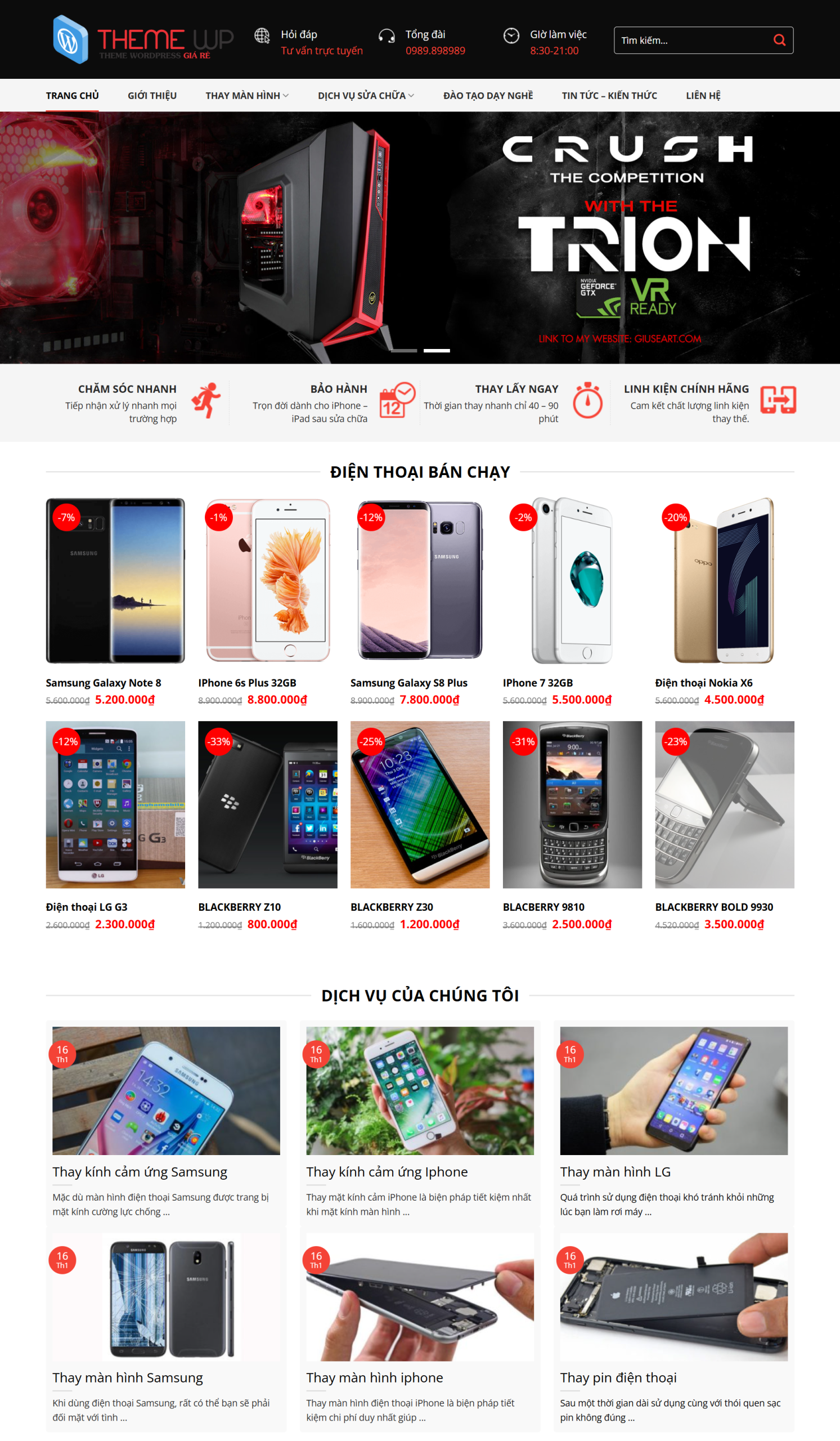 MMẫu website bán điện thoại di động wordpress