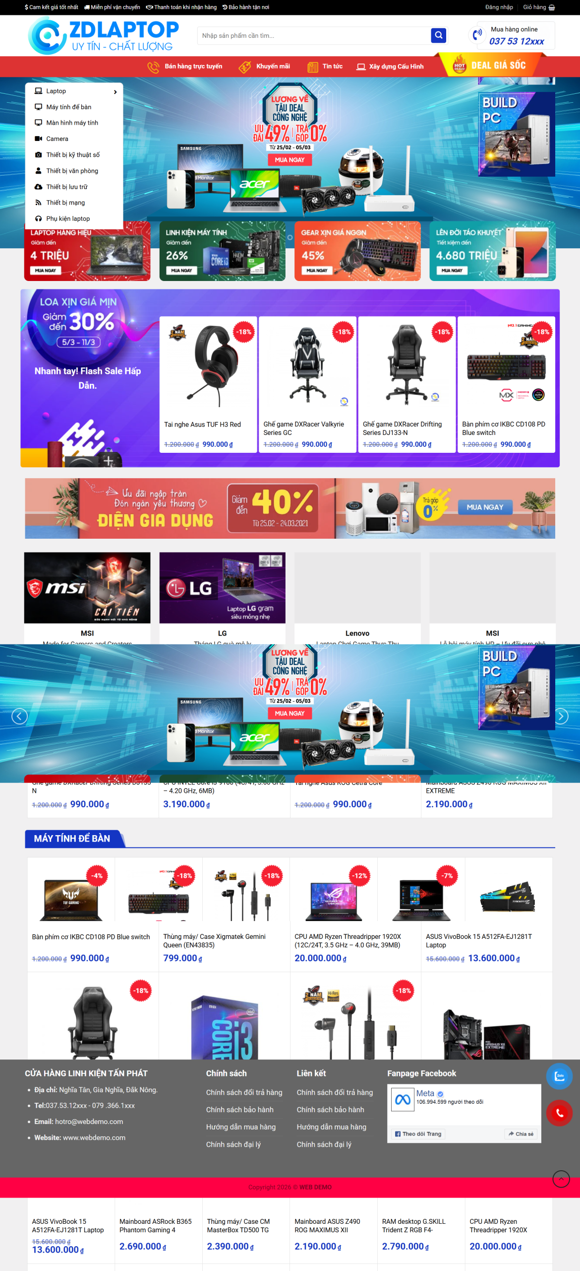 MSource Code Mẫu Website bán máy tính, laptop 03 chuẩn đẹp