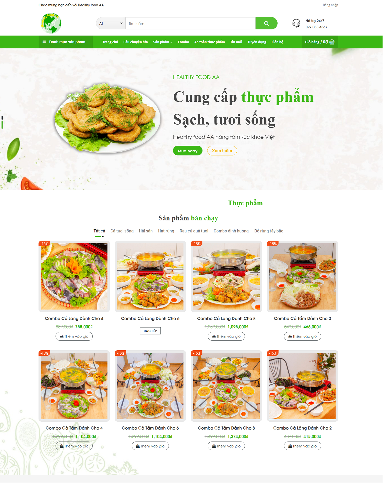 MThiết kế web thực phẩm sạch, mẫu web thực phẩm xanh-TB