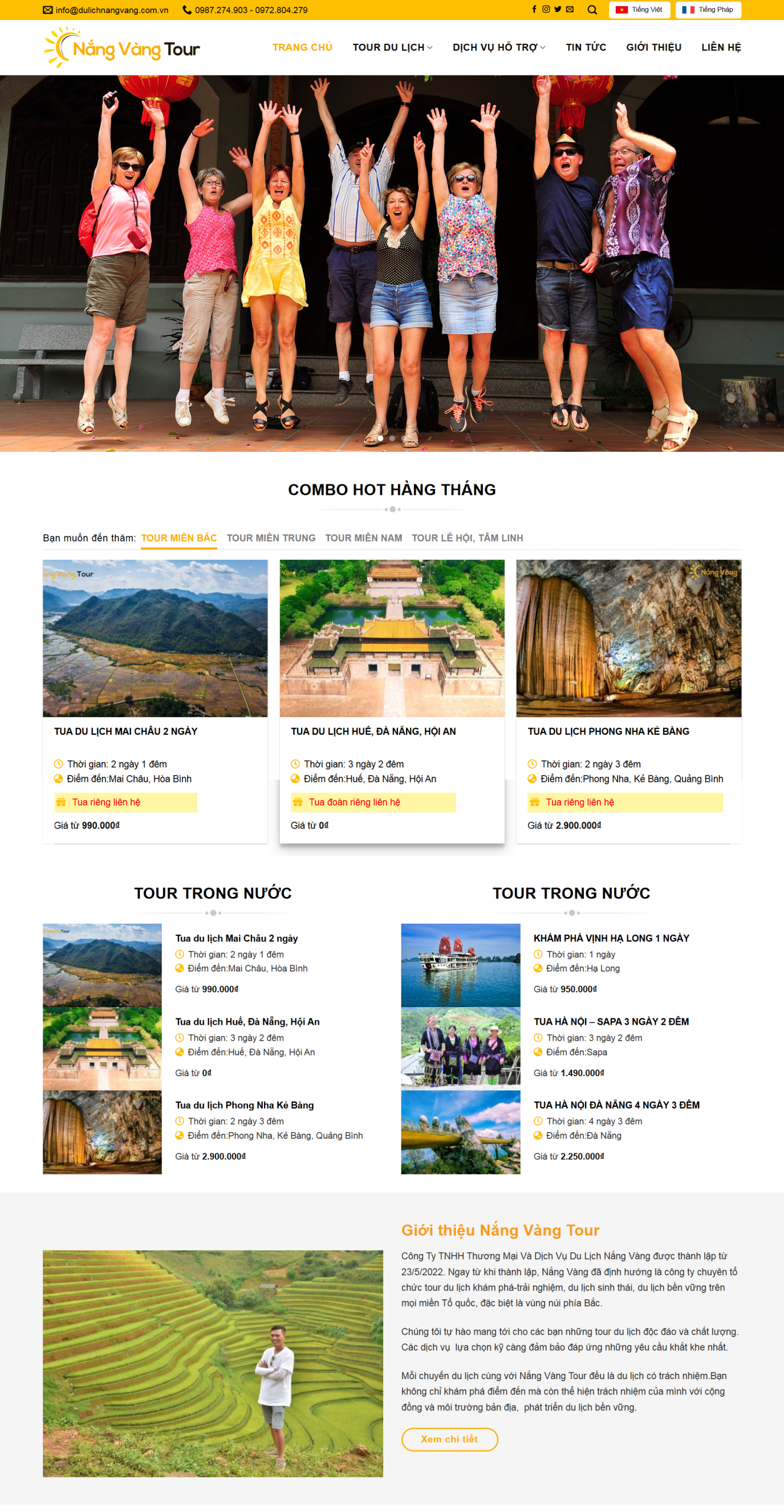 MWebsite Công ty Du lịch Nắng Vàng-NBW