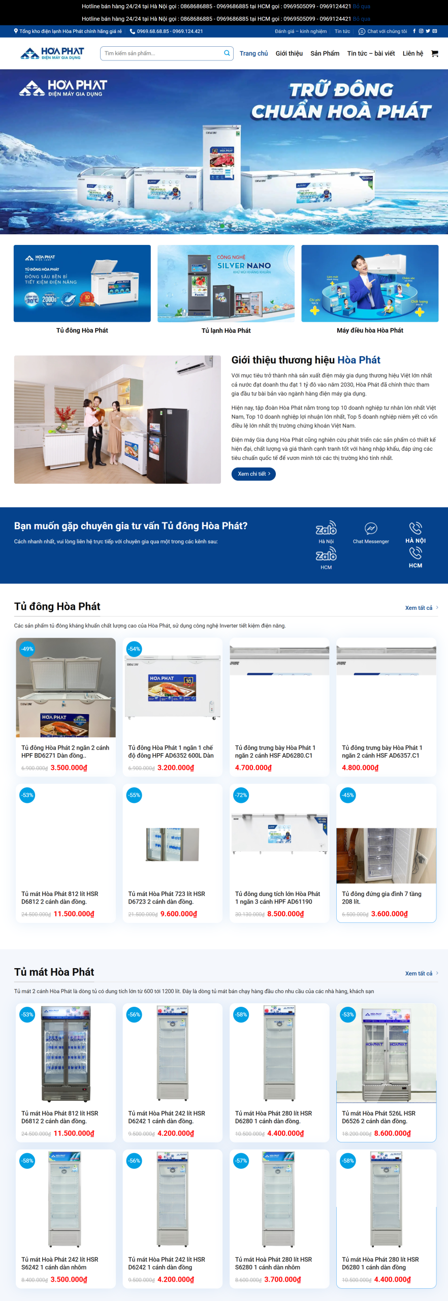 MWebsite kho tủ đông Hòa Phát