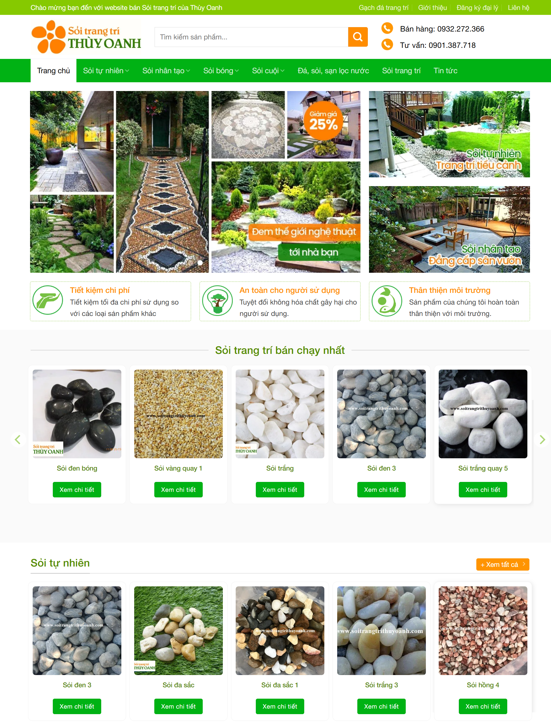 MWebsite cửa hàng bán sỏi đá trang trí sân vườn-NBW